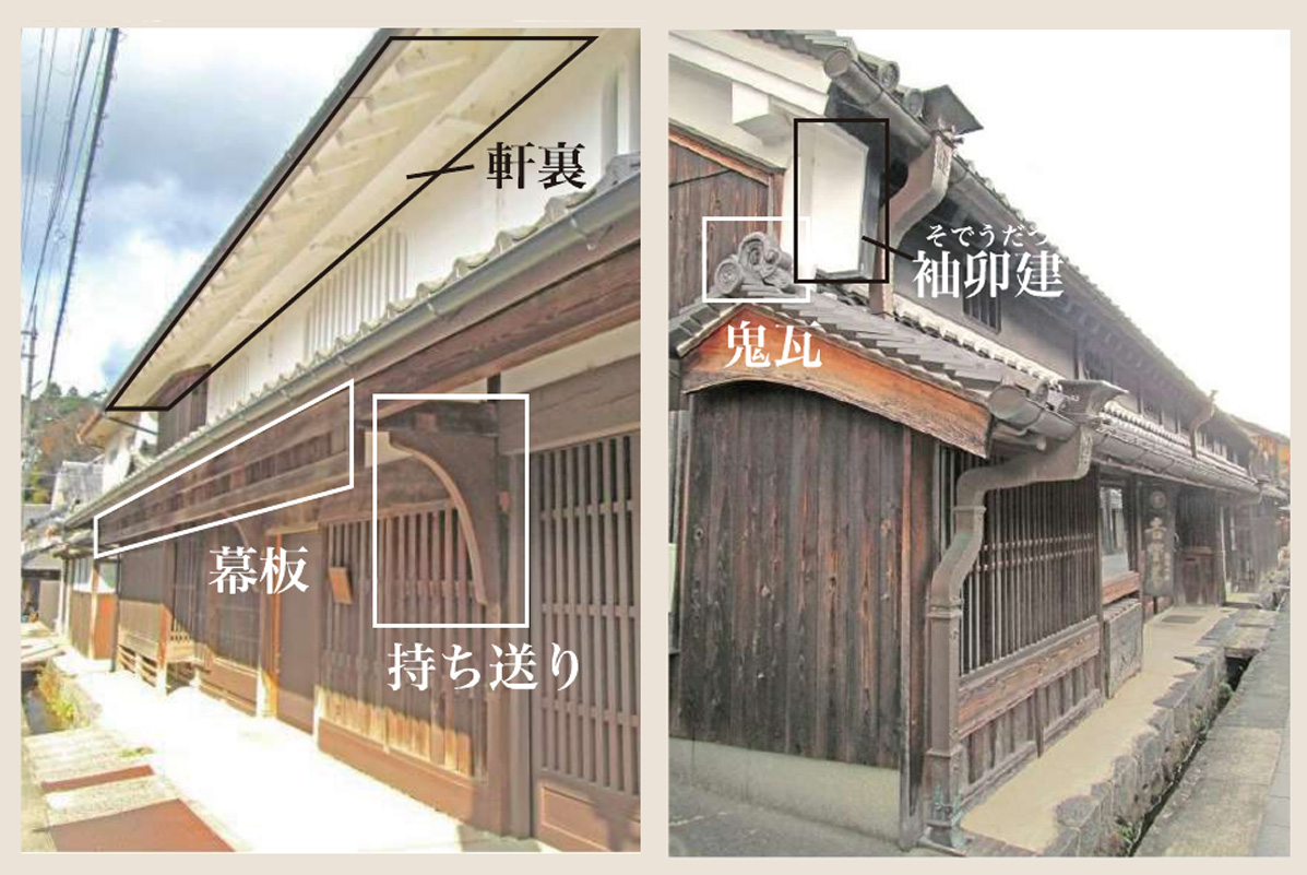 町家の外観要素（軒裏・幕板・持ち送り・袖卯建等）